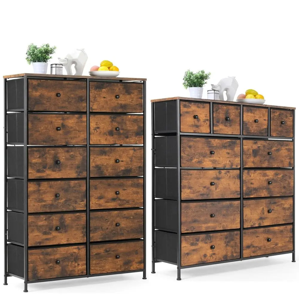 Dresser Storage Tower Organizer,Chest of Drawers with 12 Fabric Drawers, Sideboard, Storage Cabinet for Bedroom, Hallway