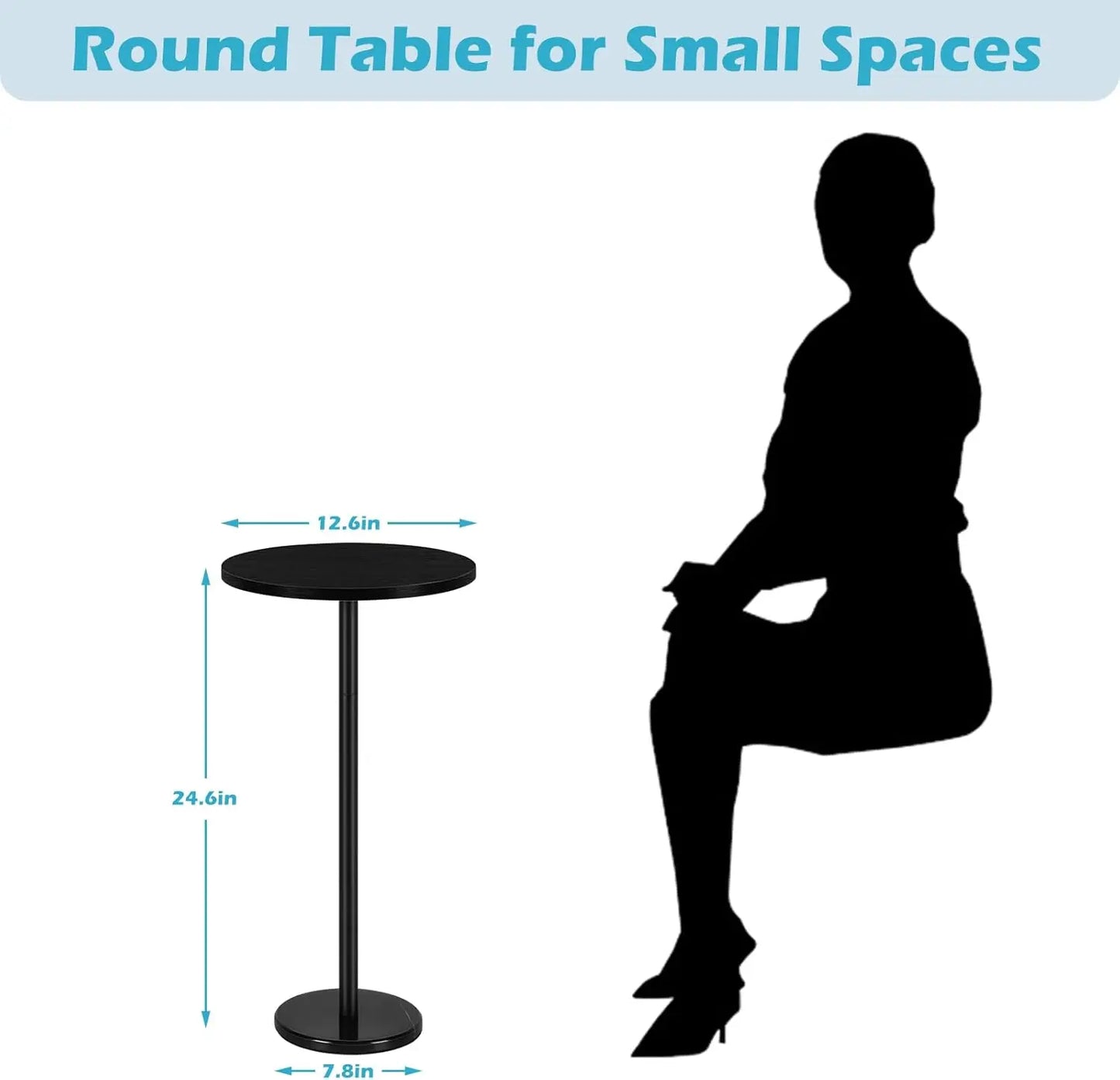 Drink Tables for Small Spaces Pedestal Side Table with Marble Base Small Round Side Table Black Coffee Table for Sofa