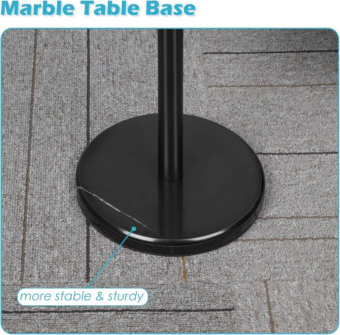 Drink Tables for Small Spaces Pedestal Side Table with Marble Base Small Round Side Table Black Coffee Table for Sofa