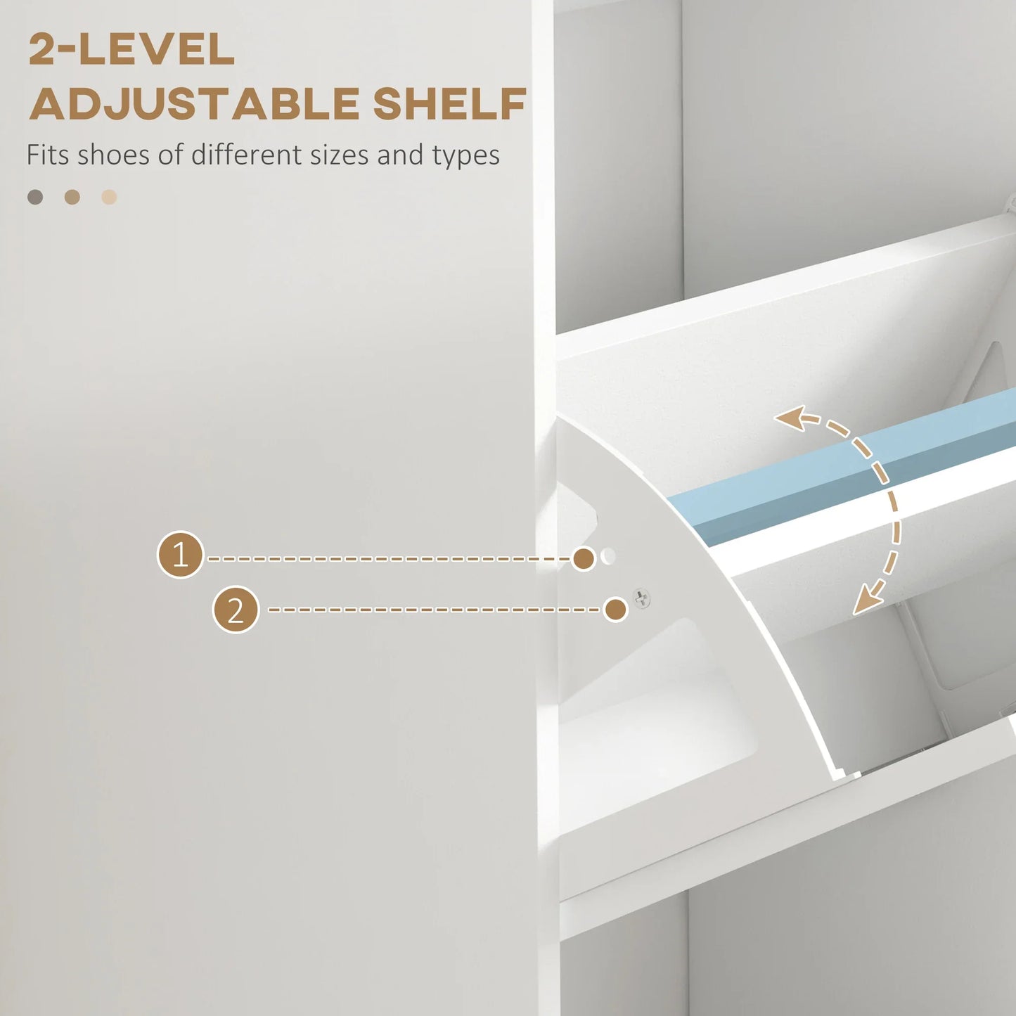 Modern Shoe Cabinet with 3 Flip Drawers for 15 Pairs of Shoes White