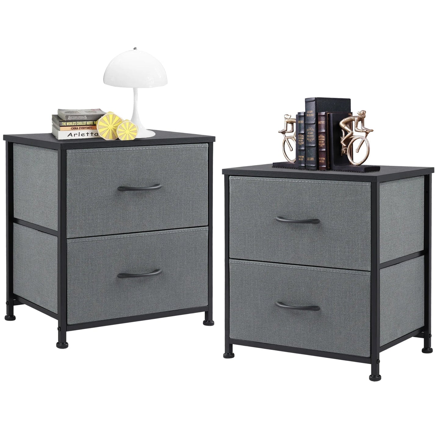 Living Room Cabinet Layers Set of 2 Fabric Drawers Beside Nightstand Table Closet Chest Clothes Display Cabinet Of Furniture