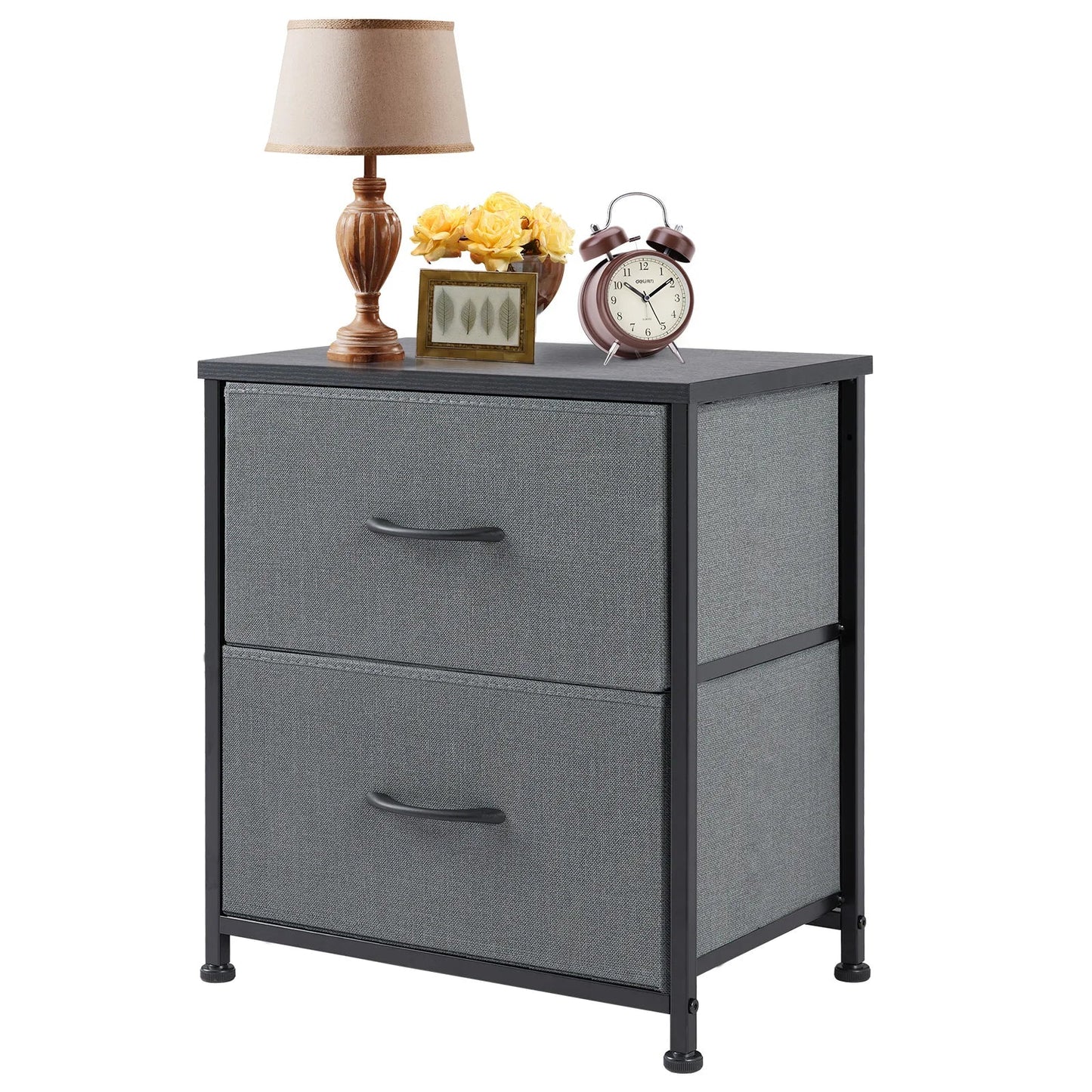 Nightstand Bedside Coffee Sofa Tea Table Storage Closet Chest Clothes Display For Bedroom 2 Fabric Drawers Cabinet Furniture