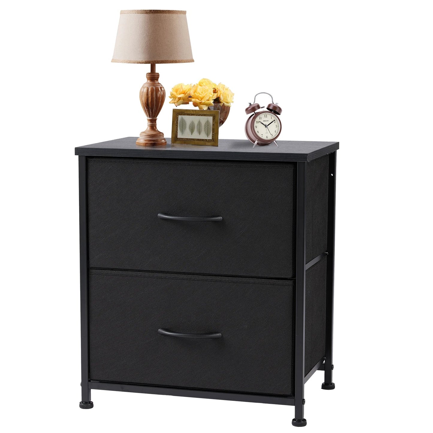 Nightstand Bedside Coffee Sofa Tea Table Storage Closet Chest Clothes Display For Bedroom 2 Fabric Drawers Cabinet Furniture