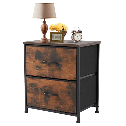 Nightstand Bedside Coffee Sofa Tea Table Storage Closet Chest Clothes Display For Bedroom 2 Fabric Drawers Cabinet Furniture