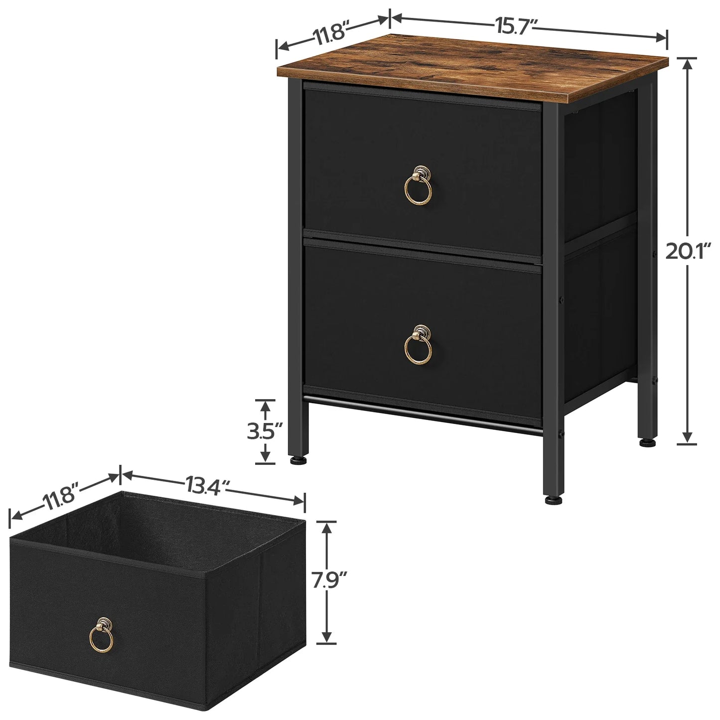 Nightstand Set of 2, 2 Drawer Dresser for Bedroom, Small Night Stand, Bedside Furniture, Side Table for Bedroom