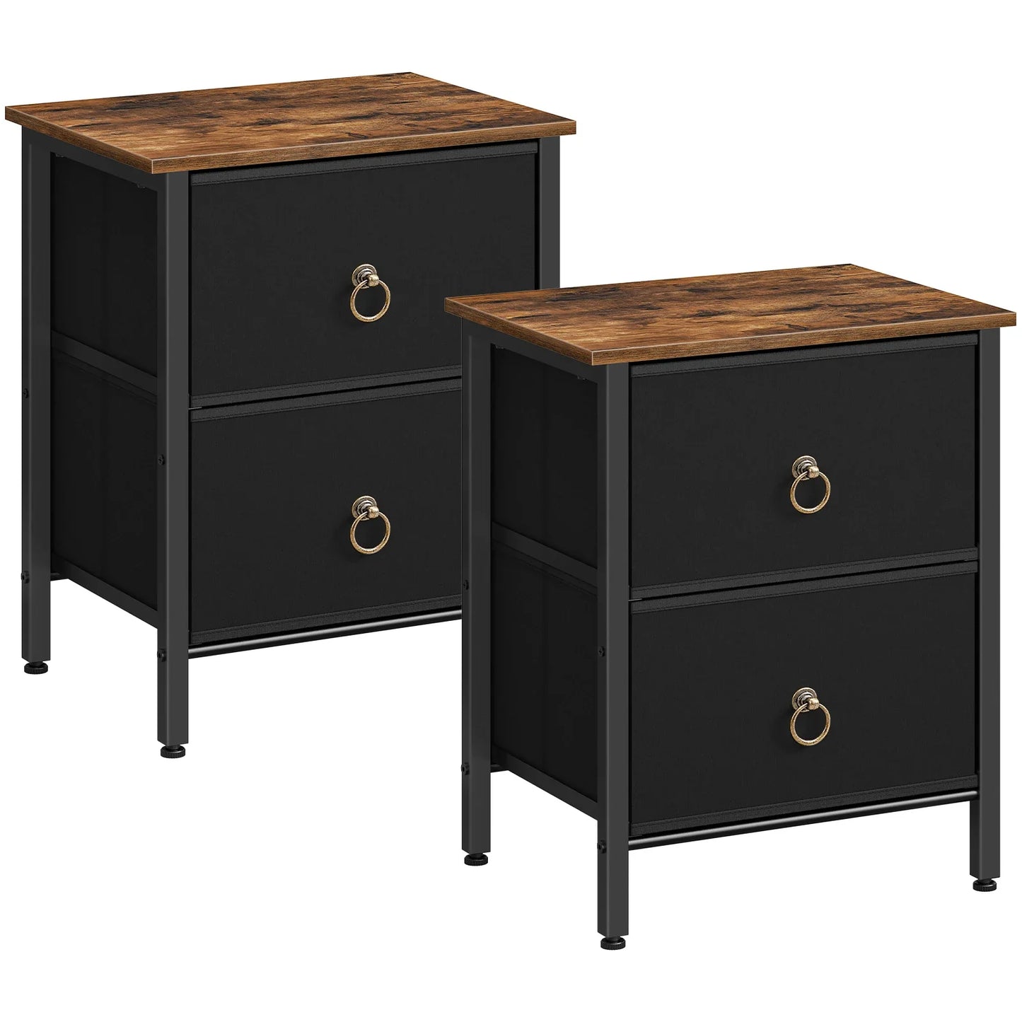 Nightstand Set of 2, 2 Drawer Dresser for Bedroom, Small Night Stand, Bedside Furniture, Side Table for Bedroom