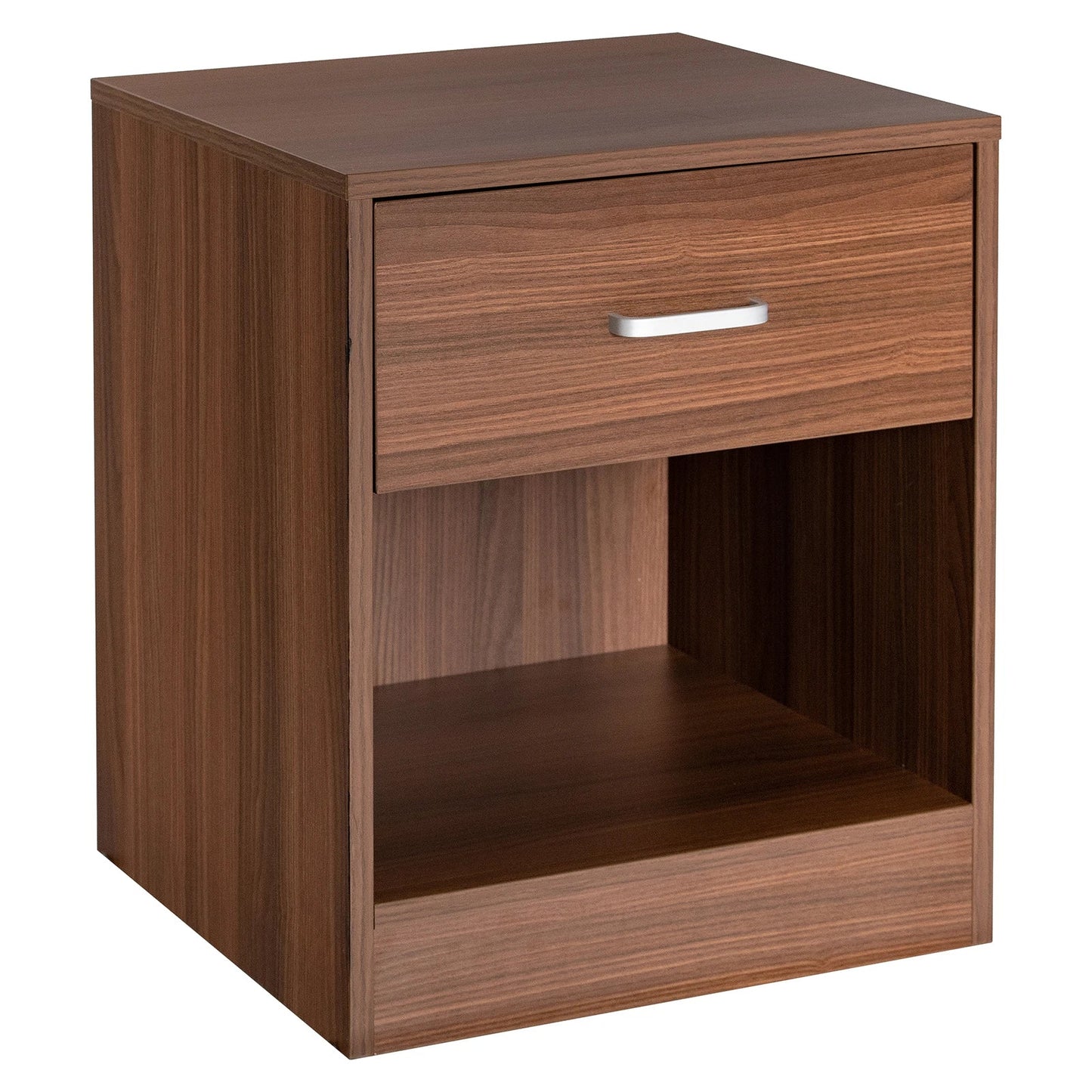 Nightstand with Drawer Storage Cabinet Modern Beside End Table Brown