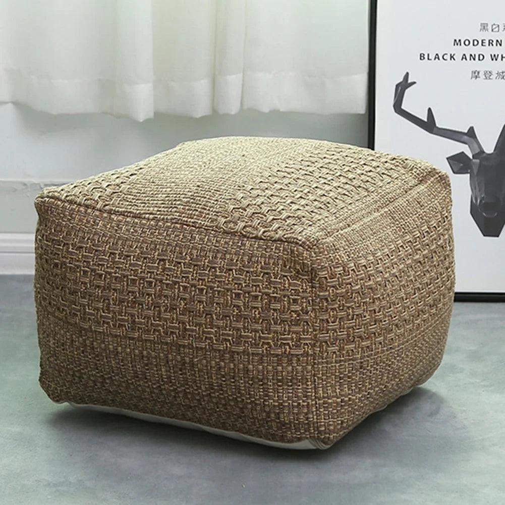 Footstool Nordic Style Woven Foot Stool Multifunctional Tatami Seats Cushion for Living Room Bedroom