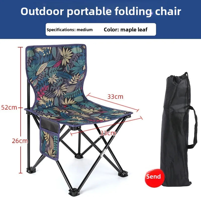 Outdoor Folding Chair Set Lightweight and Portable Folding Back Chair Picnic Barbecue Camping Fishing Outdoor Chair M-size