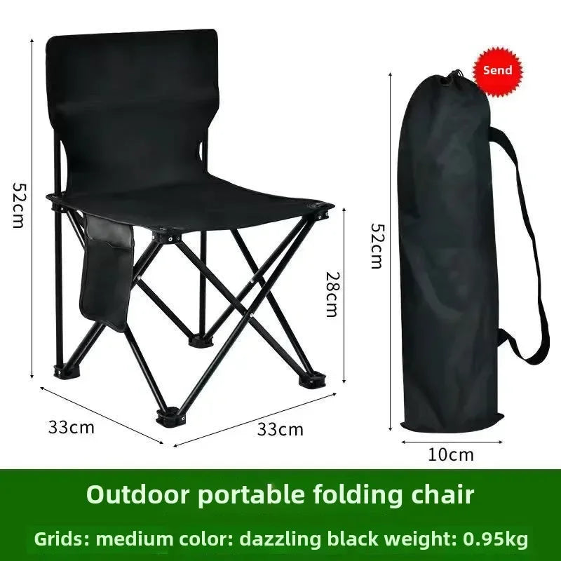 Outdoor Folding Chair Set Lightweight and Portable Folding Back Chair Picnic Barbecue Camping Fishing Outdoor Chair M-size