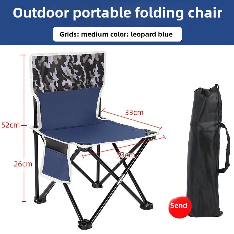 Outdoor Folding Chair Set Lightweight and Portable Folding Back Chair Picnic Barbecue Camping Fishing Outdoor Chair M-size