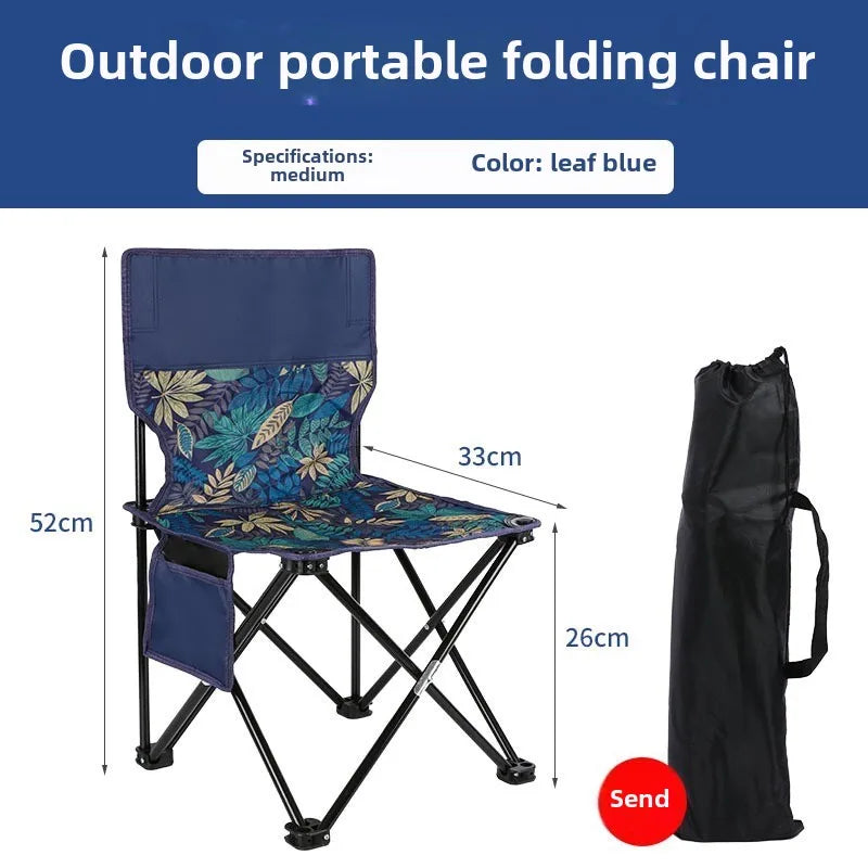 Outdoor Folding Chair Set Lightweight and Portable Folding Back Chair Picnic Barbecue Camping Fishing Outdoor Chair M-size