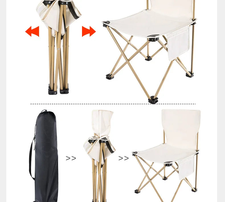 Outdoor Folding Chair Set Lightweight and Portable Folding Back Chair Picnic Barbecue Camping Fishing Outdoor Chair M-size