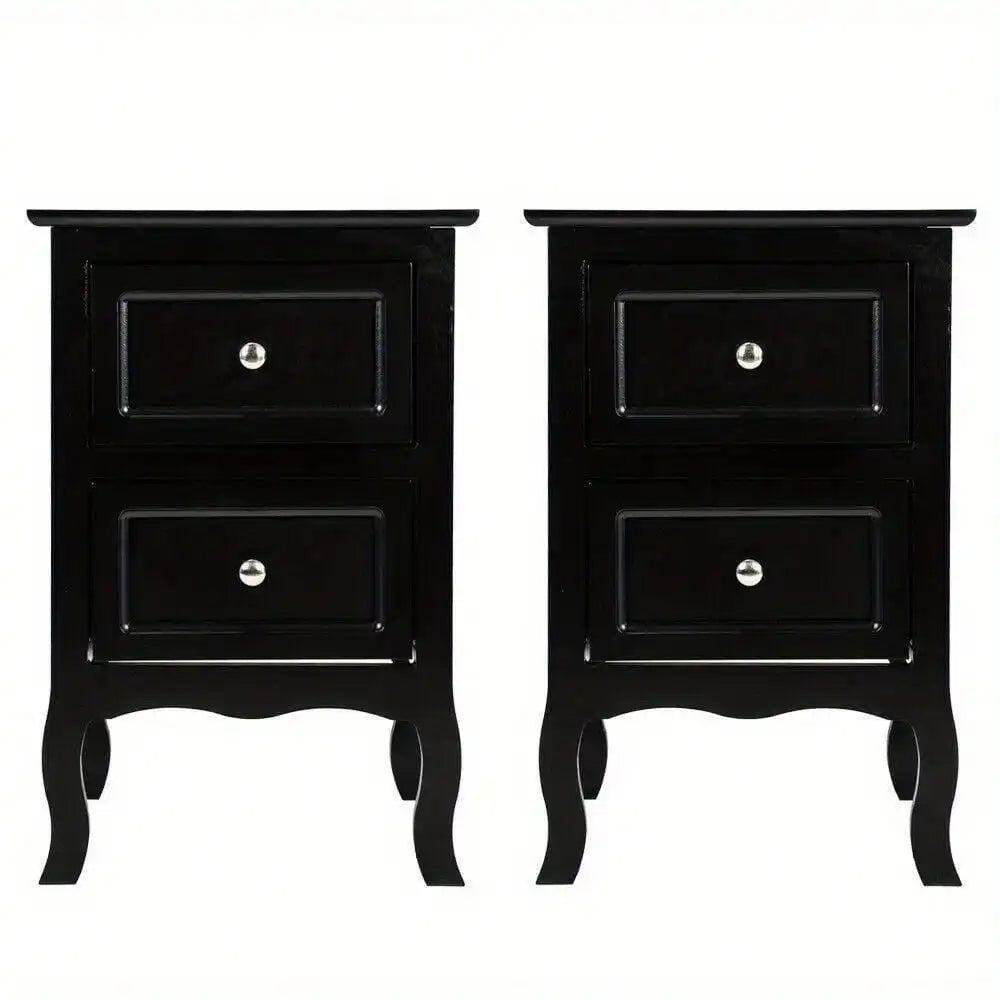 Set of 2 Bedroom Bedside Table Nightstand End Side Organizer 2 Drawers Storage