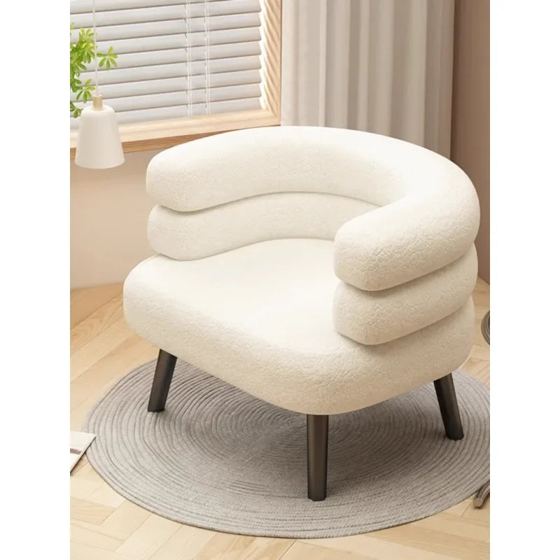 Single lazy sofa chair Makeup chair Internet celebrity lamb wool chair Living room simple modern light luxury balcony leisure ch