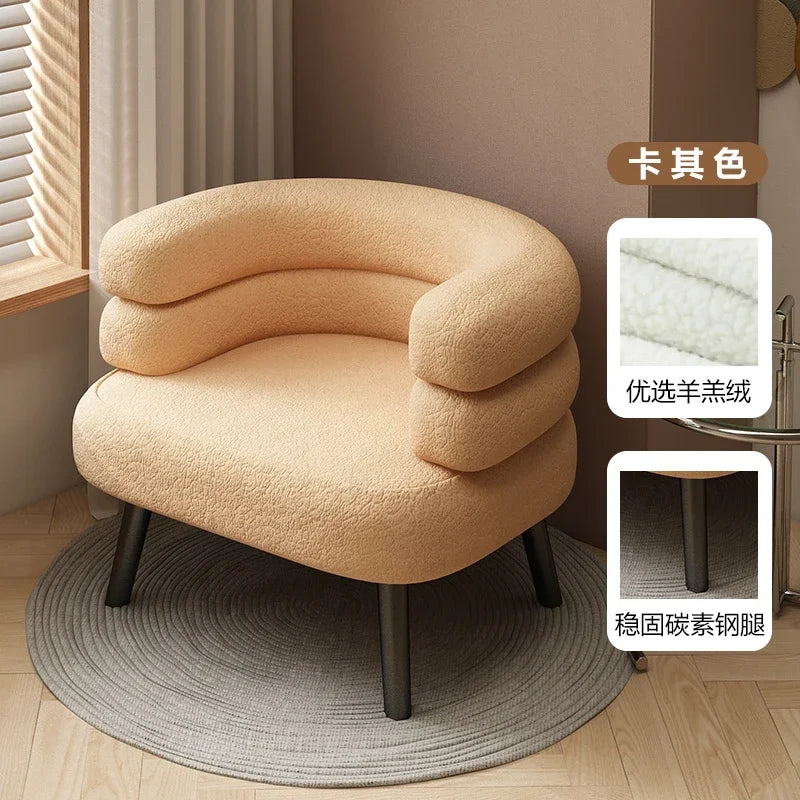 Single lazy sofa chair Makeup chair Internet celebrity lamb wool chair Living room simple modern light luxury balcony leisure ch