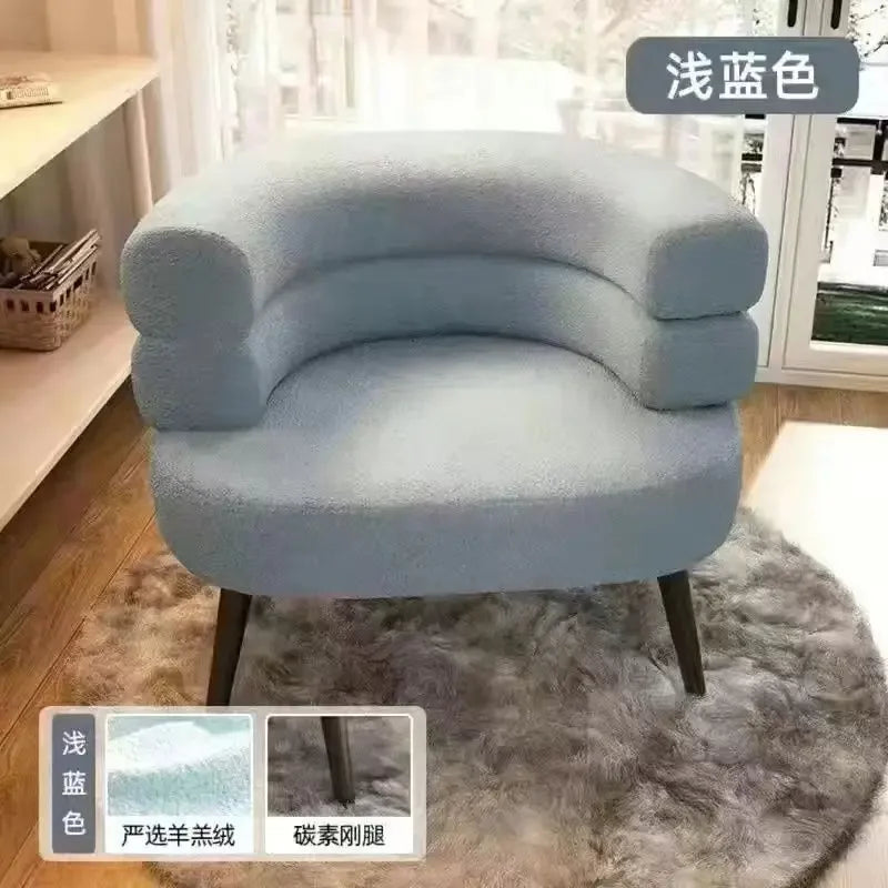 Single lazy sofa chair Makeup chair Internet celebrity lamb wool chair Living room simple modern light luxury balcony leisure ch