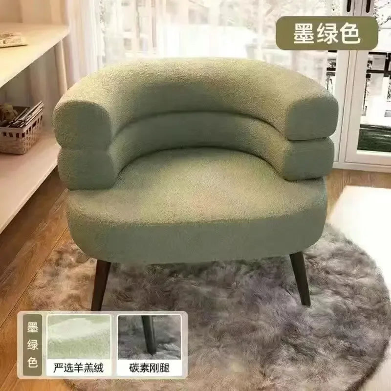 Single lazy sofa chair Makeup chair Internet celebrity lamb wool chair Living room simple modern light luxury balcony leisure ch