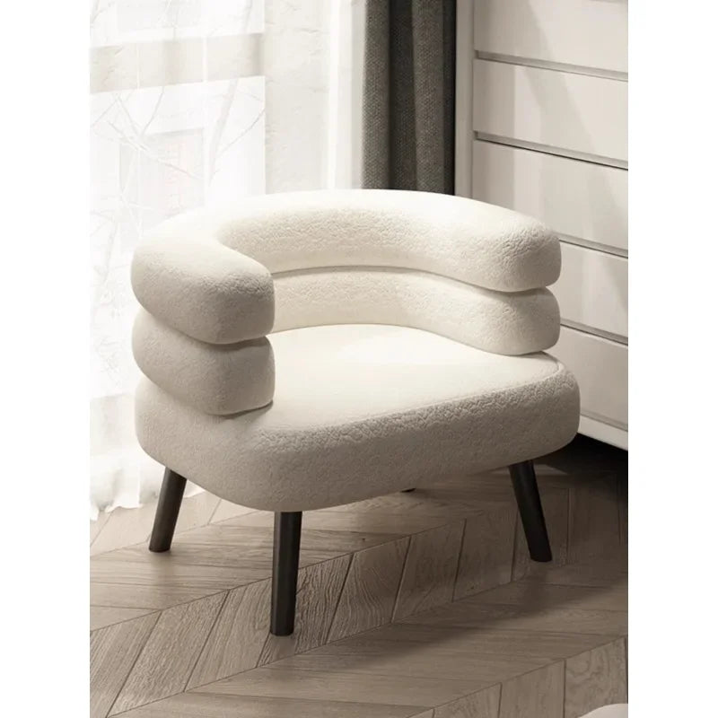 Single lazy sofa chair Makeup chair Internet celebrity lamb wool chair Living room simple modern light luxury balcony leisure ch