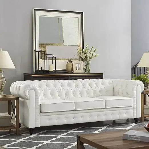 Sofa Set Living Room Chair Leather Couch Sofa Chair for Bedroom Modern Chesterfield Tufted Leather Chair Leather Sofas White